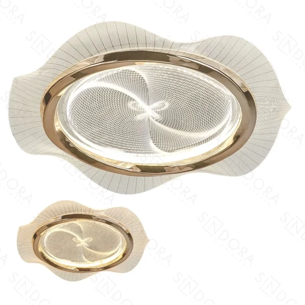 Plafon Sindora Metal Dourado Acrílico 30 watts 3000K 4500K 6000K Ø500mm DCX02338