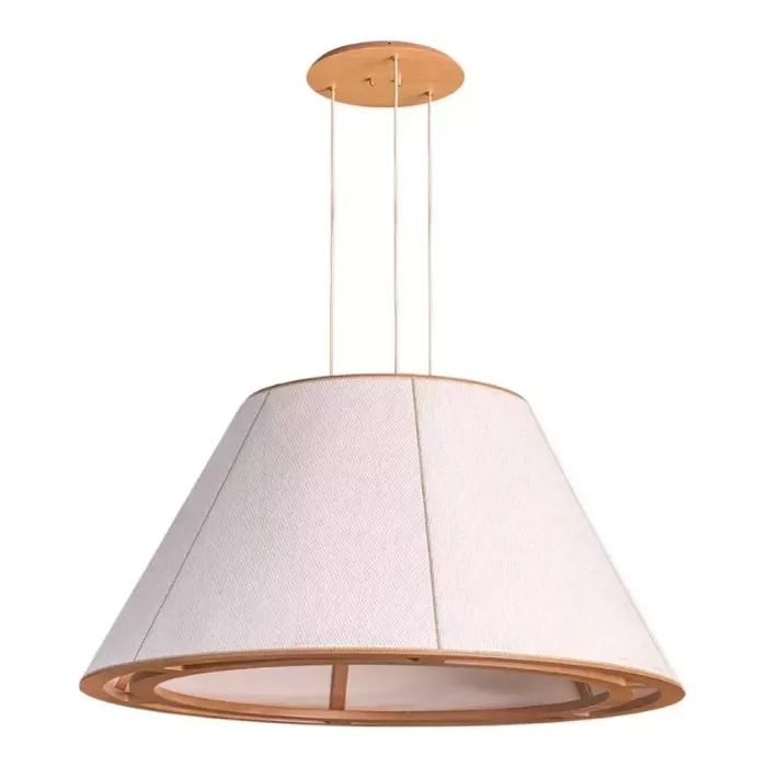 Pendente Madelustre Catedral Rio Madeira Natural e Tecido Robust 1L E27 Ø1200mm 3417NA/92