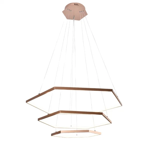Pendente Hexagonal Sindora Rose 70 watts 3000K 800/600/400mm DCD015037