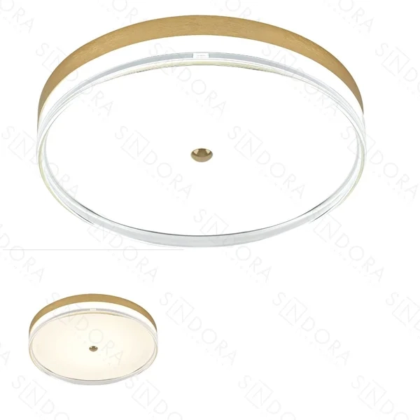 Plafon Sindora Metal Dourado Escovado e Acrílico 45 watts 3000K 4500K 6000K Ø500mm DCX02328
