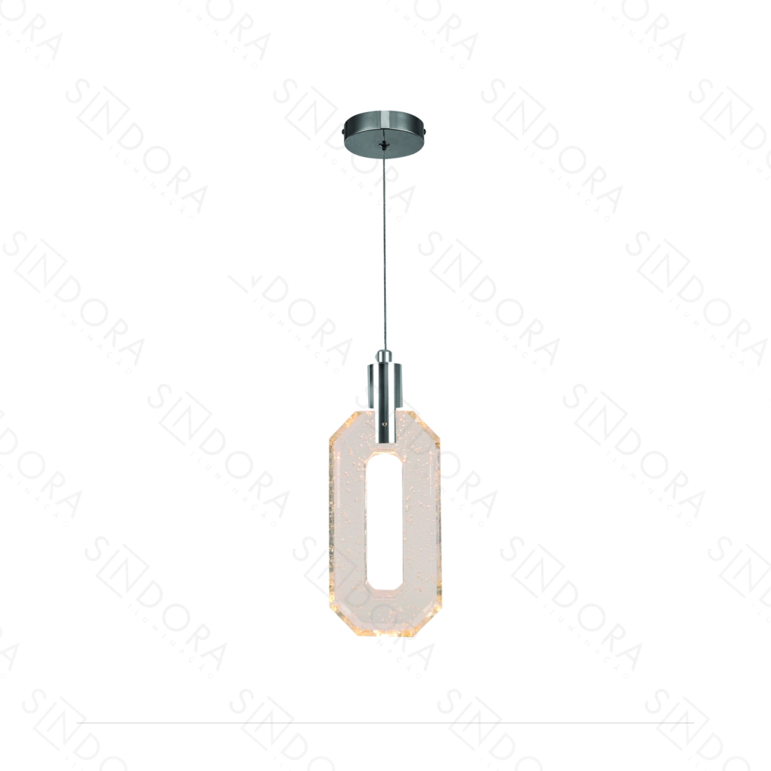 Pendente Sindora Metal Cromado Cristal 5 watts 3000K Ø100x240mm DCD02214