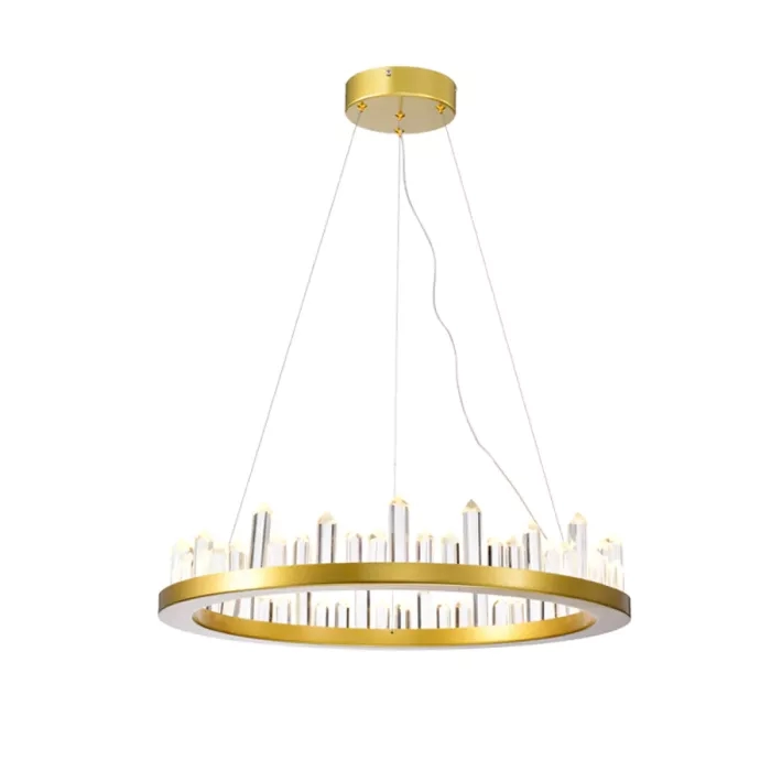 Pendente Skylight Cave Dourado e Pedra Quartzo 36 watts 3000K Bivolt Ø600x110mm SKY-3095QZ-DO