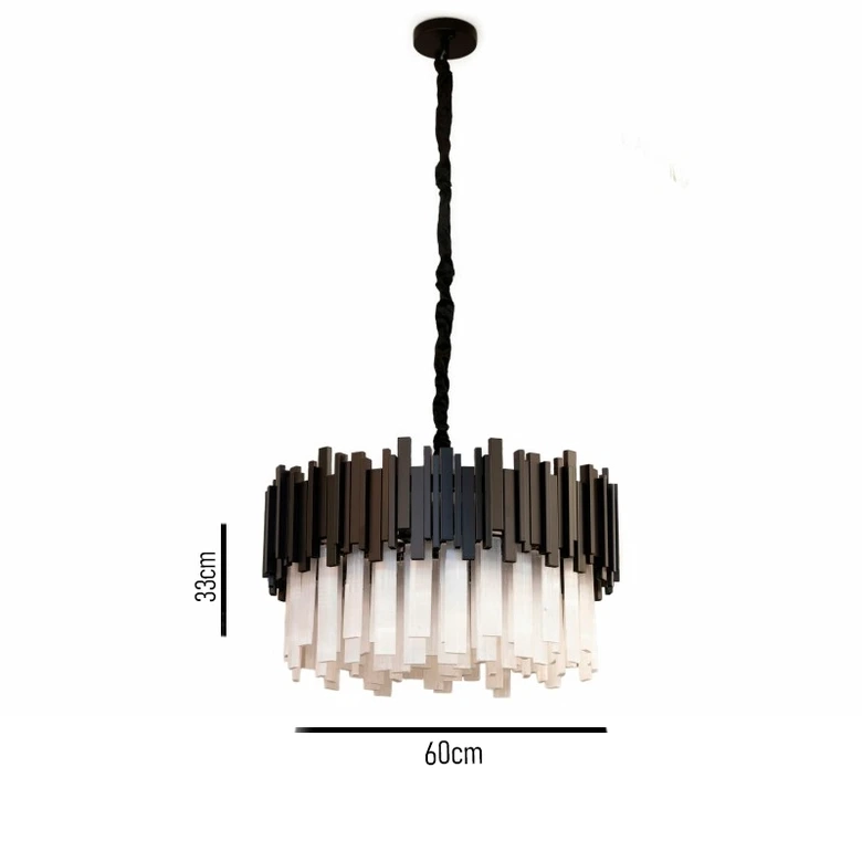 Lustre Skylight Fancy Dourado e Pedras Selenitas 12L G9 Bivolt Ø600x190x330mm SKY-3013SL-PT