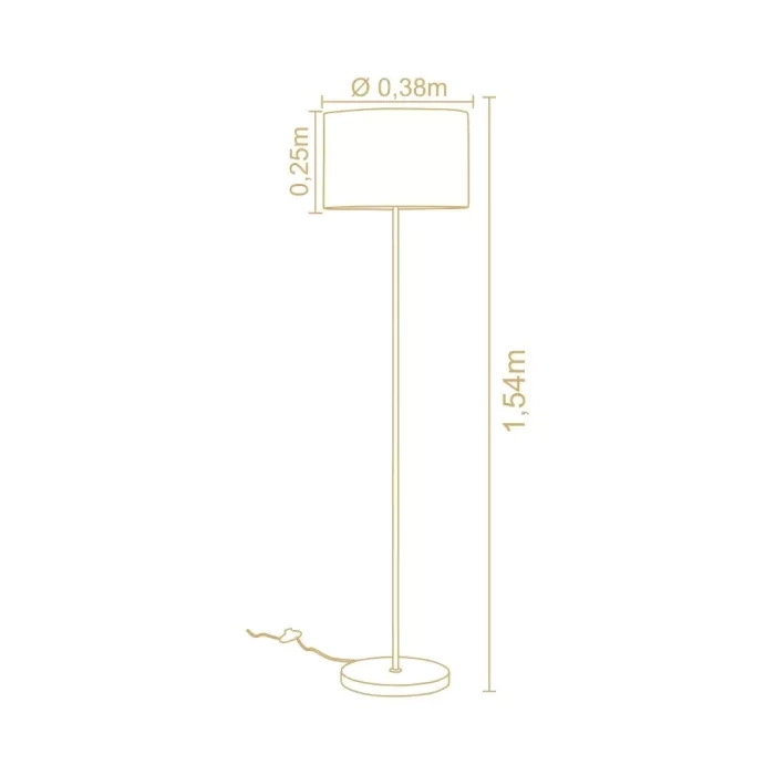Coluna Madelustre Slim Metal Champagne Cúpula Linho Cru 1L E27 Ø380x1540mm 3352