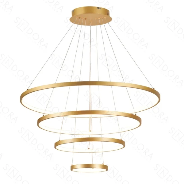 Pendente Sindora Dourado 126 watts 3000K Ø200xØ400xØ600xØ800mm QD05455