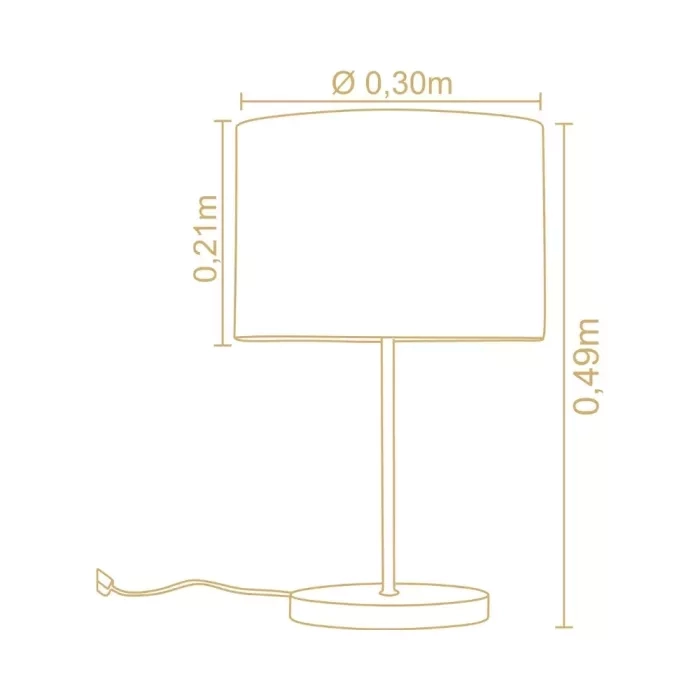 Abajur Madelustre Slim Metal Champagne Madeira e Cúpula Linho Cru 1L E27 Ø300x490mm 3351