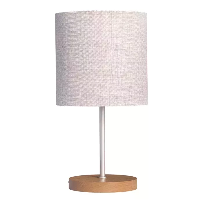 Abajur Madelustre Slim Metal Champagne Madeira e Cúpula Linho Cru 1L E27 Ø200x380mm 3350
