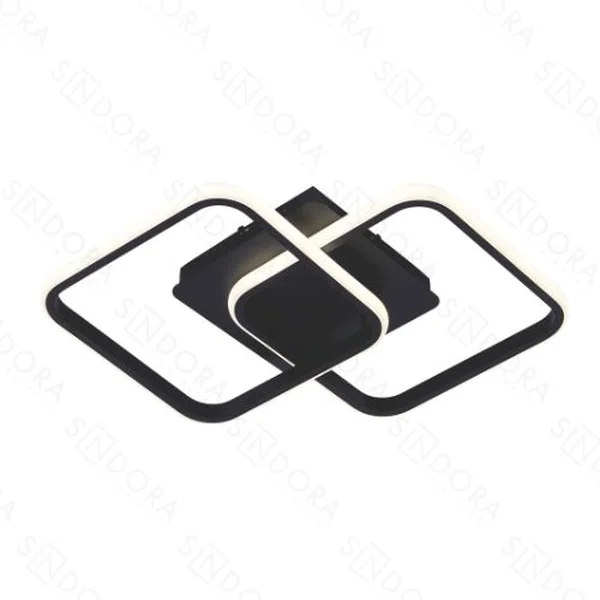 Plafon Sindora Metal Preto e Silicone 38 watts 3000K 4500K 6000K 400x400X75mm QX05461