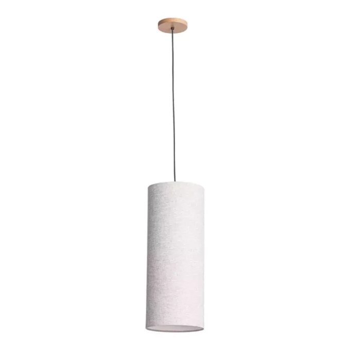 Pendente Madelustre Esbelto Madeira Castanho e Cúpula Linho Cru 1L E27 Ø200x500mm 3342