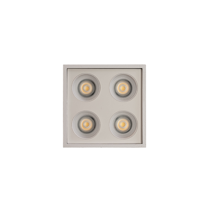  Spot Sobrepor Nordecor Downlight Powerus 4 Focos 8 watts 4000K Branco IRC90 35° Bivolt 71x71x66mm 6808