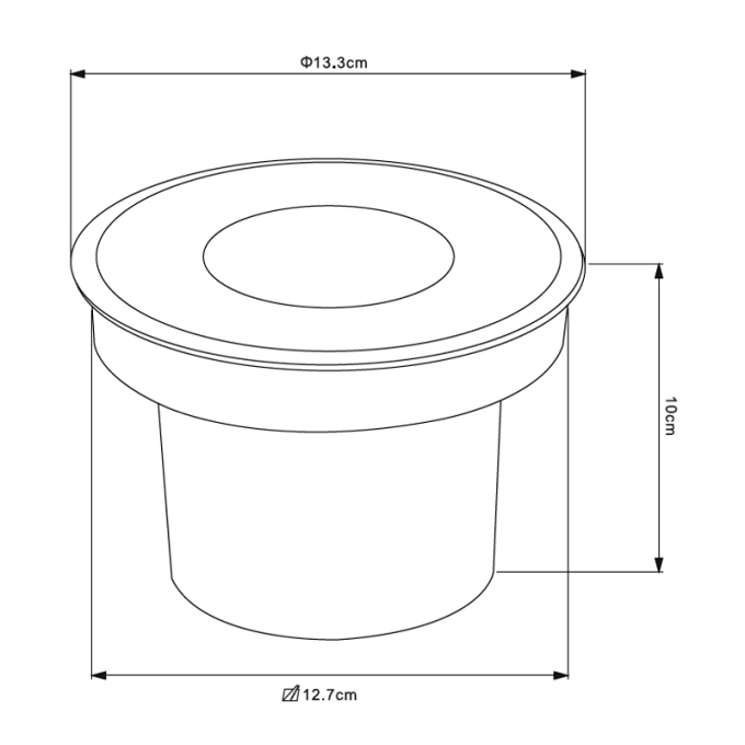 Embutido de Solo Nordecor Senf 20 watts 12° 2700K IP67 Preto Bivolt Ø133x100mm 6846