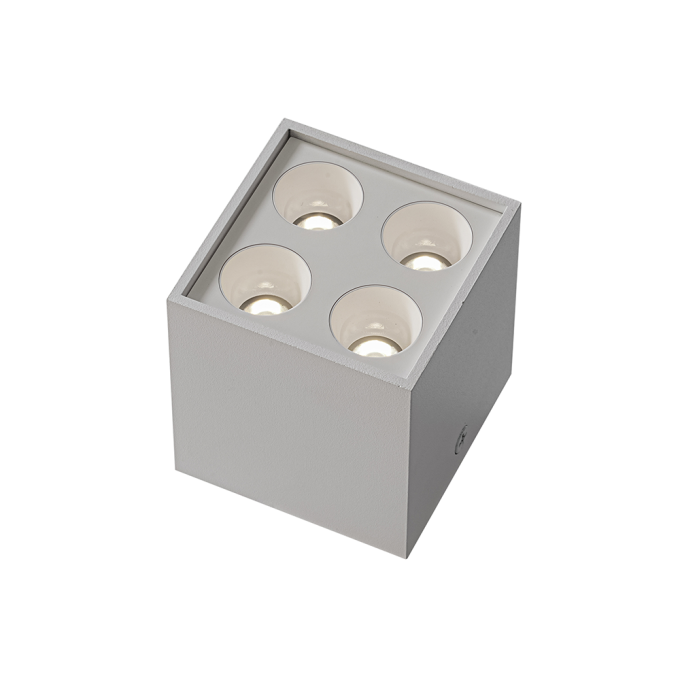  Spot Sobrepor Nordecor Downlight Powerus 4 Focos 8 watts 4000K Branco IRC90 35° Bivolt 71x71x66mm 6808