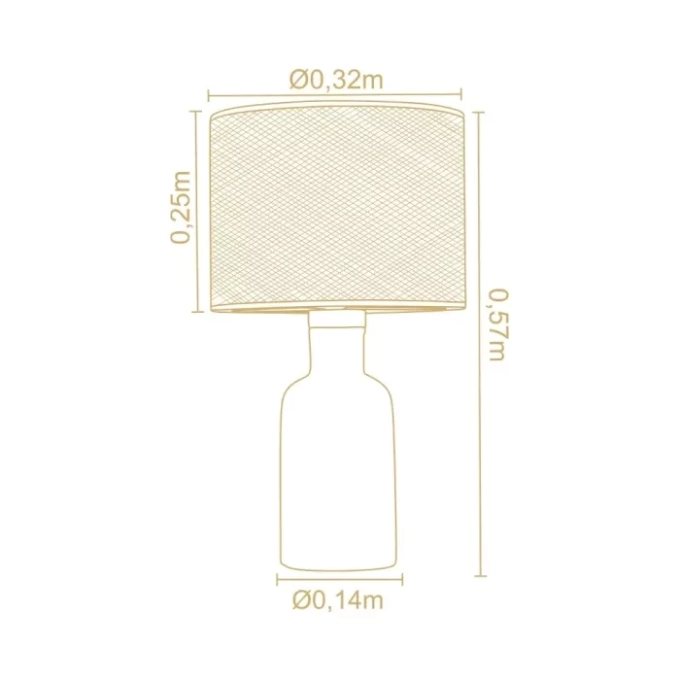 Abajur Madelustre Garrafa Media Cúpula de Palha Sintética 1L E27 Ø300x570mm 3317/87