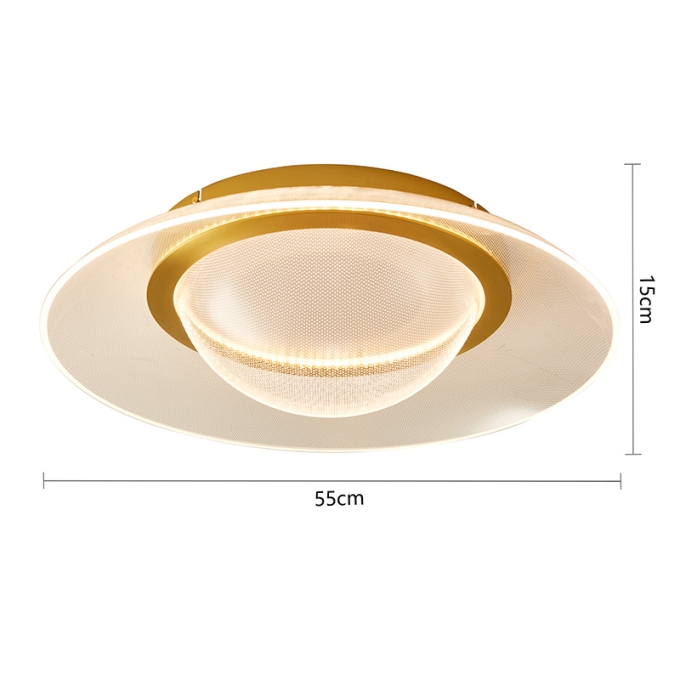 Plafon Nordecor Arki 40 watts 2700K Dourado Fosco Ø550x150mm 2963