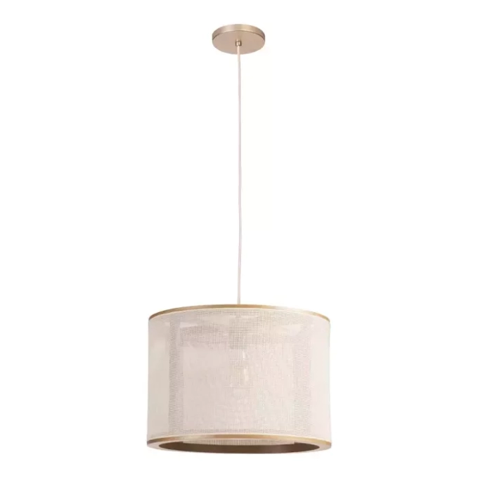 Pendente Madelustre Apollo Boucle Madeira Castanho Natural Tecido 1L E27 Ø400x280mm 3422/88