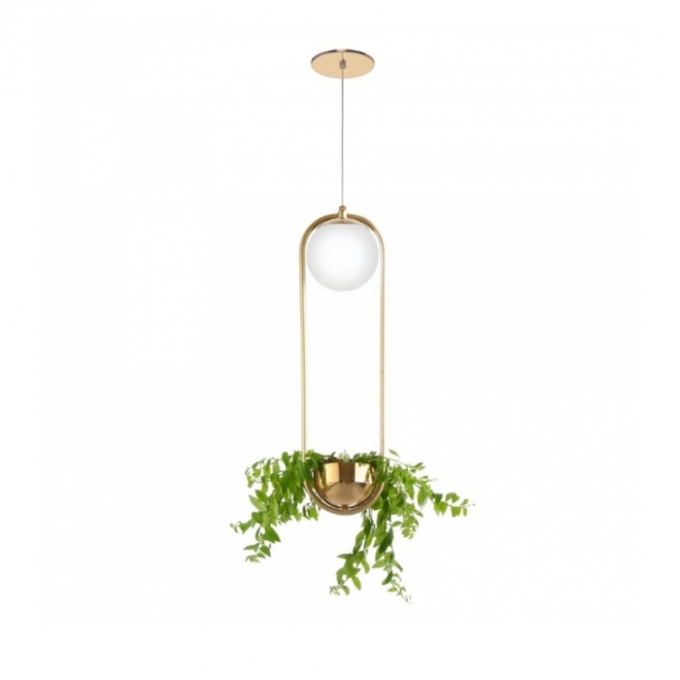 Pendente Old Artisan com Suporte para Planta 1L G9 520mm Globo Ø120mm PD-5434 