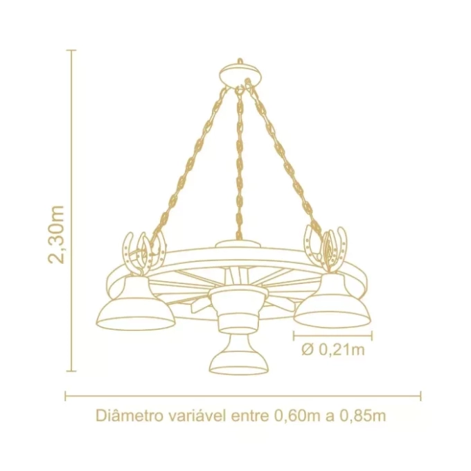 Pendente Madelustre Estância Castanho Envelhecido 3L E27 Ø850mm 424