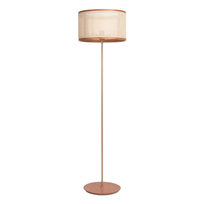 Coluna Madelustre Slim Cúpula Palha Sintética e Metal Dourado 1L E27 Ø420x1600mm 3042/87