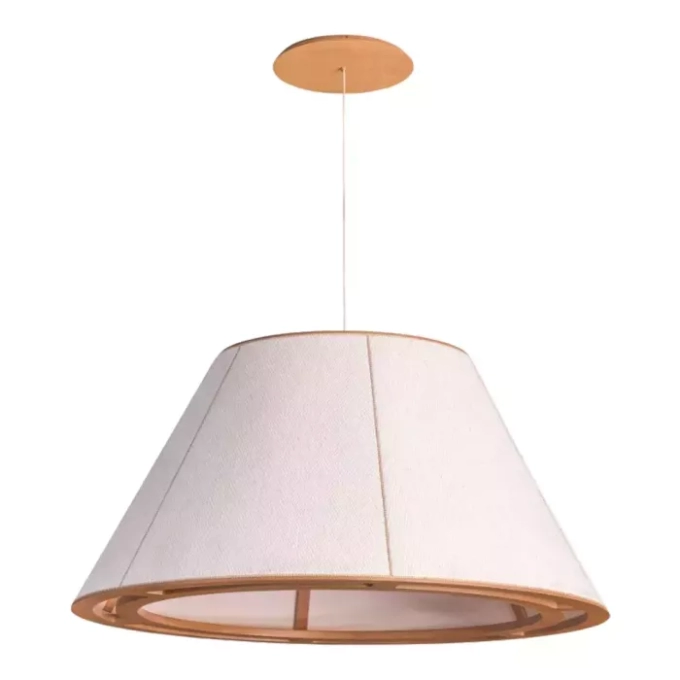 Pendente Madelustre Catedral Rio Madeira Natural e Tecido Robust 1L E27 Ø900mm 3416NA/92

