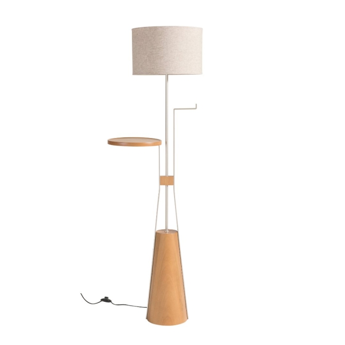 Luminária de Piso Madelustre com Mesa Nature Cúpula Tecido 1L E27 1650mm 3277