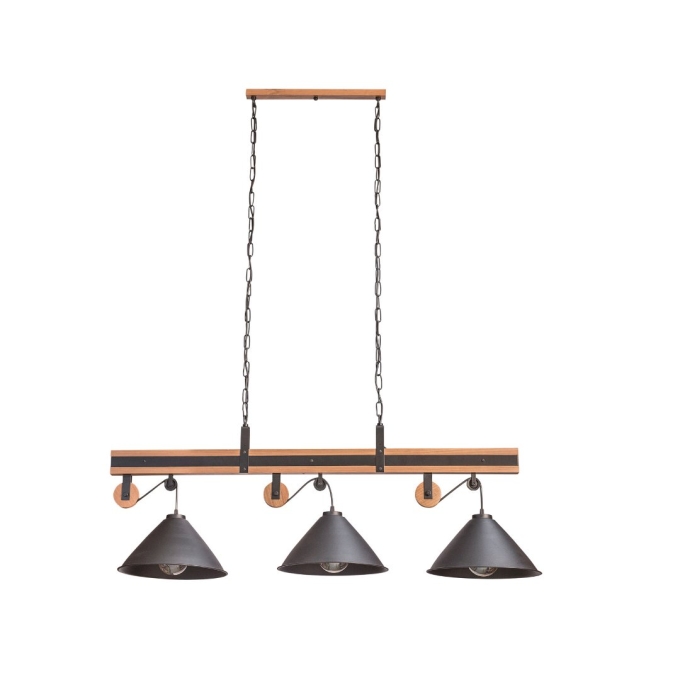 Trilho Madelustre Celeiro Madeira Castanho e Metal Preto 3L E27 1200mm 3263
