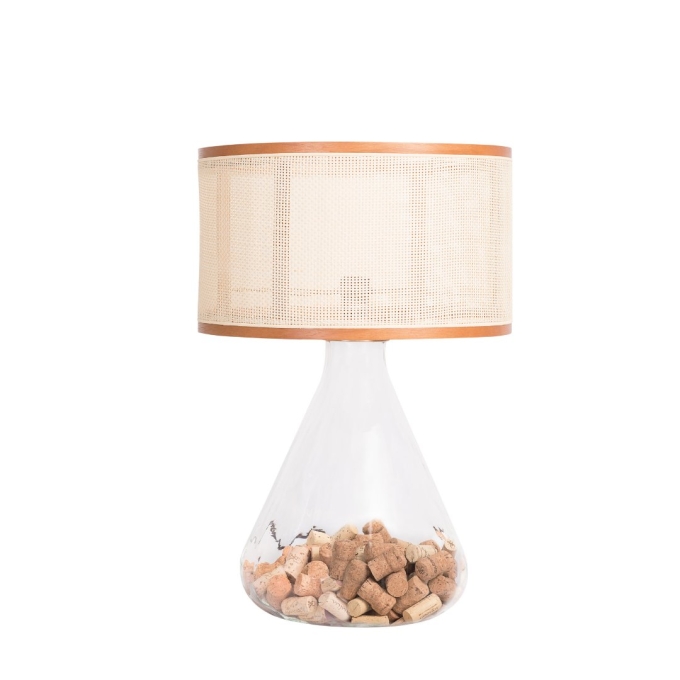 Abajur Madelustre Vetro Laís Vidro e Cúpula de Palha Sintética 1L E27 Ø420x620mm 3156CM/87