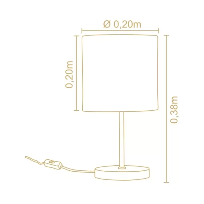 Abajur Madelustre Slim Metal Champagne Madeira e Cúpula Linho Cru 1L E27 Ø200x380mm 3350