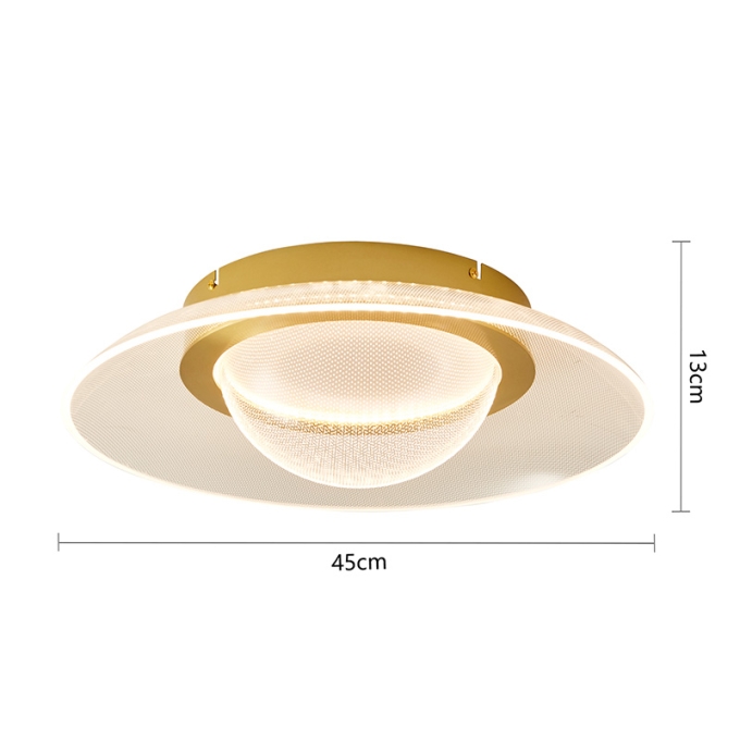 Plafon Nordecor Arki 30 watts 2700K Dourado Fosco Ø450x130mm 2962