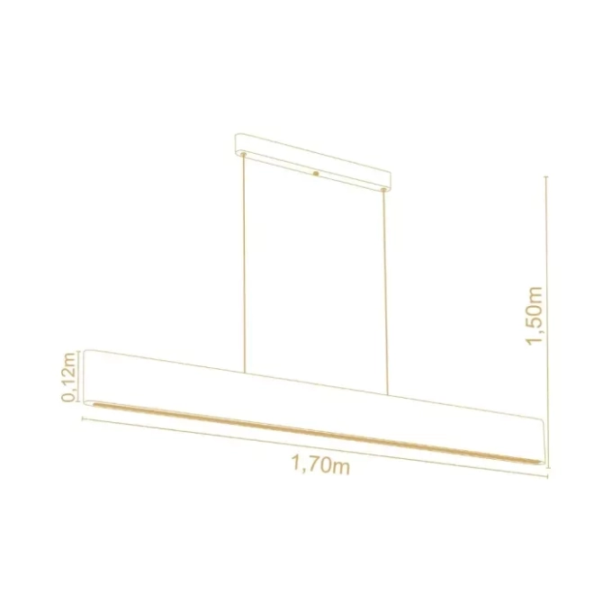 Pendente Madelustre Rettangolare Madeira 34 watts 3000K 1700mm 3340