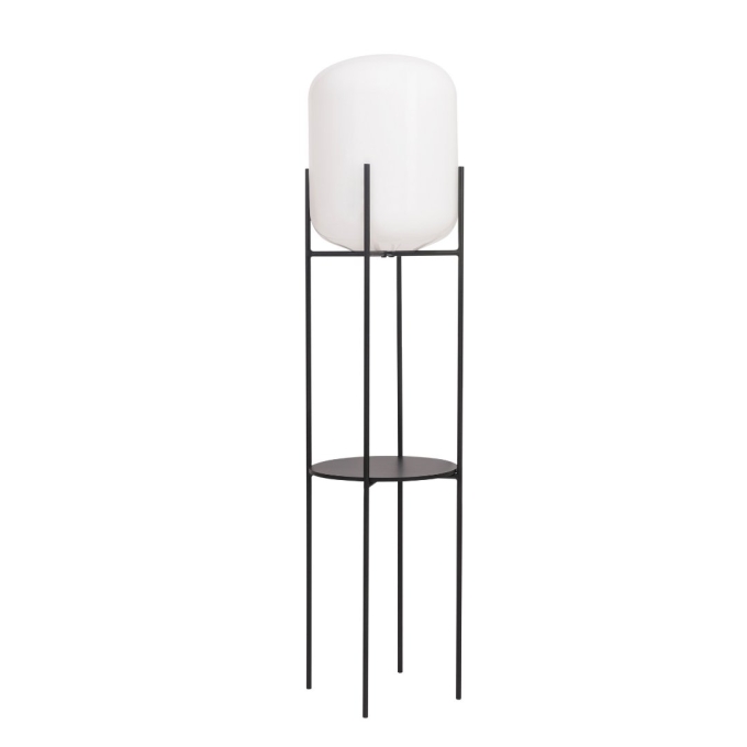 Coluna Madelustre Esther Metal Preto e Vidro Leitoso 1L E27 1450mm 3212