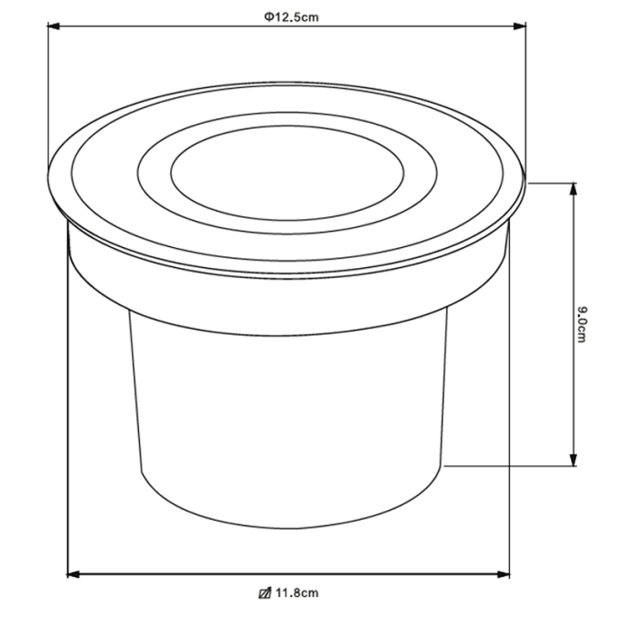 Embutido de Solo Nordecor Senf 15 watts 24° 2700K IP67 Preto Bivolt IRC90 Ø125x90mm 6850