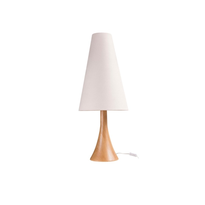 Luminária de Mesa Madelustre Sequoia Madeira Natural e Cúpula Linho Cru 1L E27 Ø380x980mm 3398NA