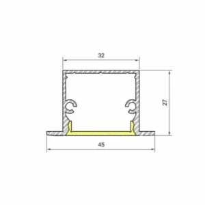 Sistema Linear Usina Embutir Polo (Somente Perfil) 45x27x2000mm 30695/2000