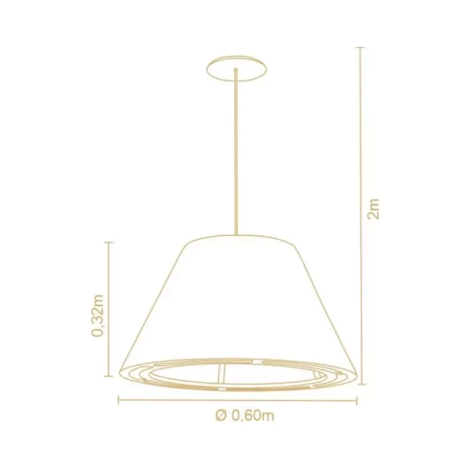 Pendente Madelustre Catedral Rio Madeira Natural e Tecido Robust 1L E27 Ø600mm 3415NA/92