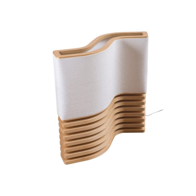Luminária de Mesa Madelustre Copan Madeira Natural e Cúpula Linho Cru 1L E27 680x700mm 3395NA