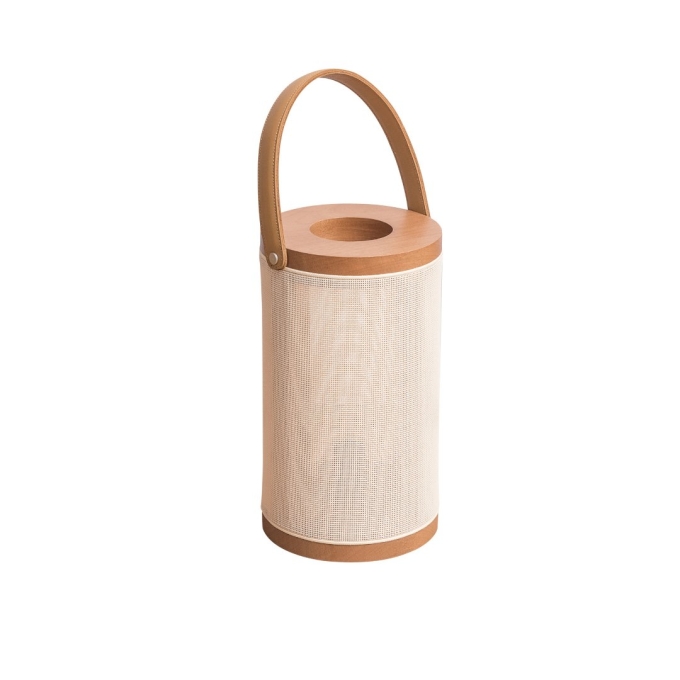 Abajur Madelustre Nature com Alça Madeira Castanho e Palha Sintética 1L Dicróica 3290CT