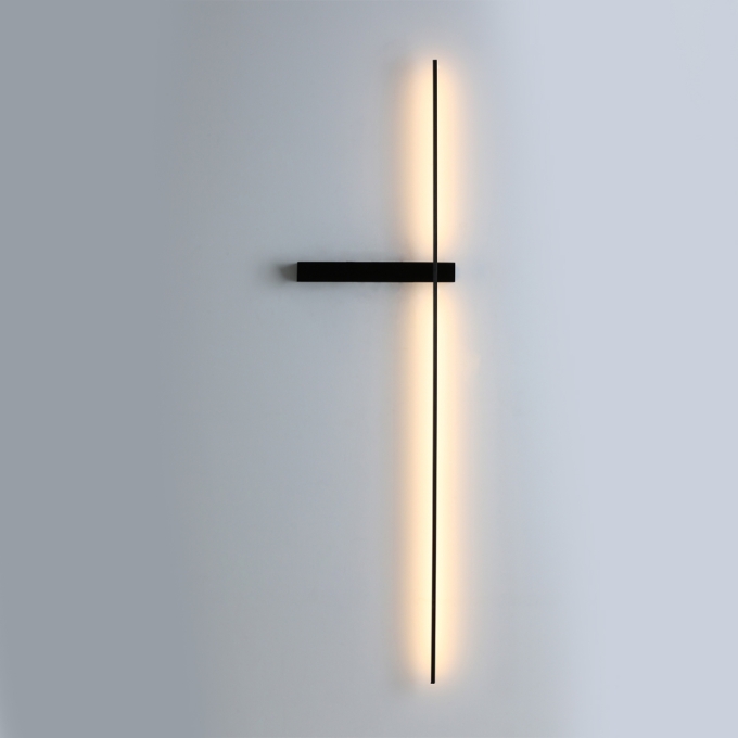 Arandela +Luz Línea Alumínio 14 watts 3000K Preto 63x1250x306mm AR-164/14.125P