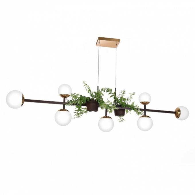 Pendente Old Artisan  Jabuticaba com Suporte para Planta 7L G9 1460mm Globo Ø120mm PD-5431