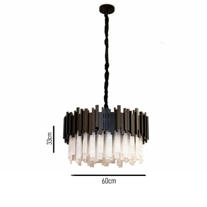 Lustre Skylight Fancy Dourado e Pedras Selenitas 12L G9 Bivolt Ø600x190x330mm SKY-3013SL-PT