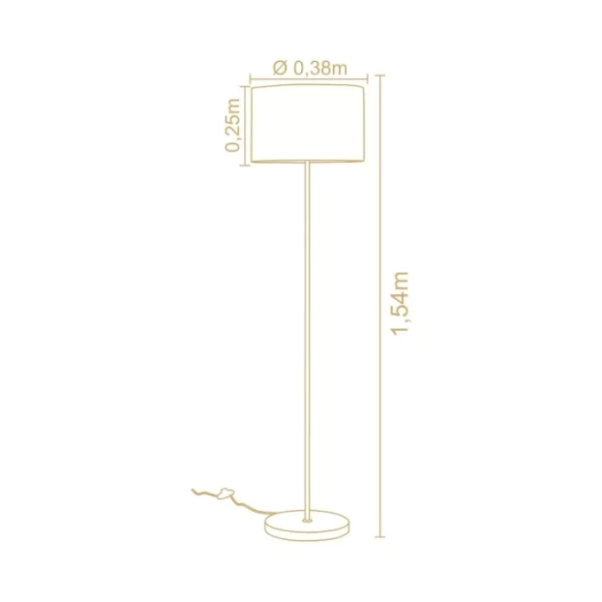 Coluna Madelustre Slim Metal Champagne Cúpula Linho Cru 1L E27 Ø380x1540mm 3352