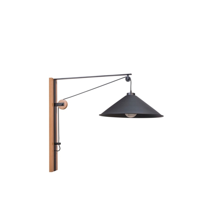 Arandela Madelustre Celeiro Madeira Castanho e Metal Preto 1L E27 700mm 3262