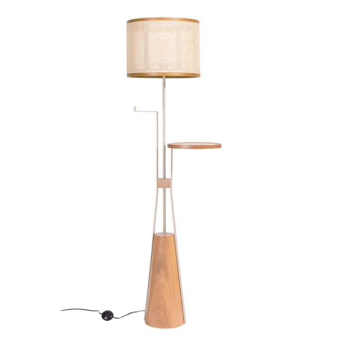 Luminária de Piso Madelustre com Mesa Nature Cúpula Palha Sintética 1L E27 1650mm 3277CT