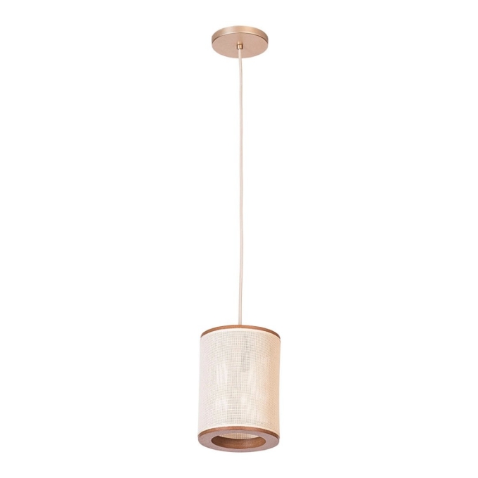 Pendente Madelustre Apollo Madeira Castanho e Palha Sintética 1L E27 Ø150x200mm 3329