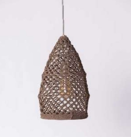 Pendente Quarto Crescente Itacaré Aramado com Trama de Crochê Artesanal Ø200x400mm LC-01