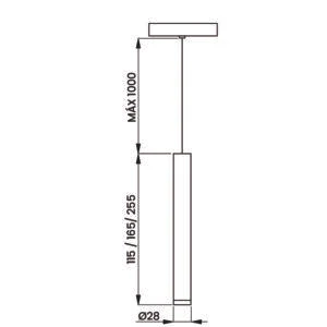 Pendente Usina Palito 3 watts 3000K Canopla Padrão Ø28x255mm 19650/30LED3
