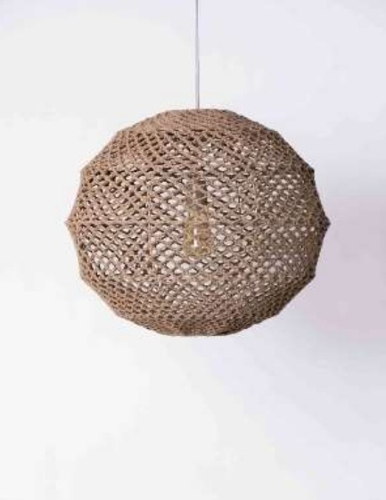Pendente Quarto Crescente Maraú Aramado com Trama de Crochê Artesanal Ø500mm LC-03