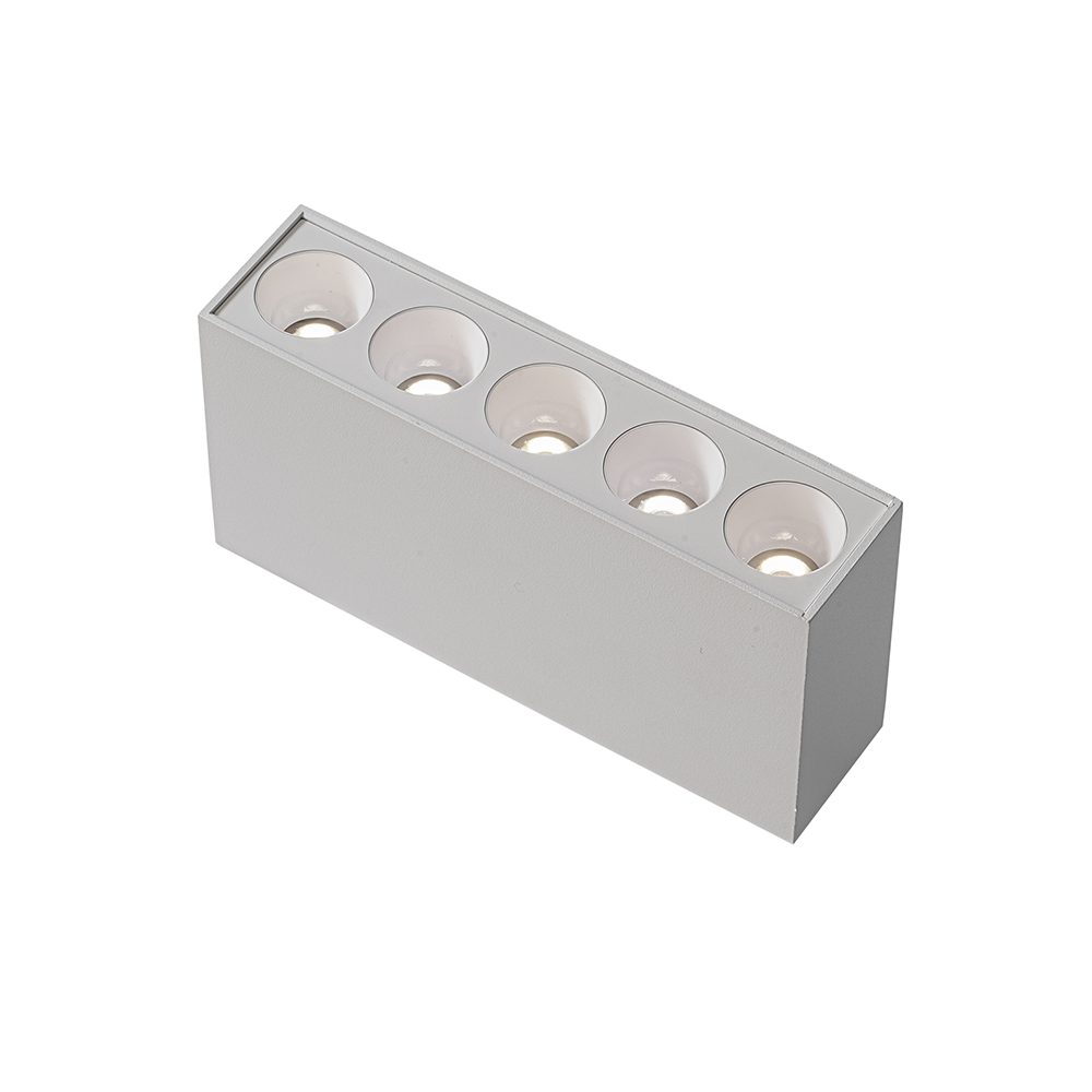  Spot Sobrepor Nordecor Downlight Powerus 5 Focos 10 watts 3000K Branco IRC90 35° Bivolt 137x35x70mm 6856