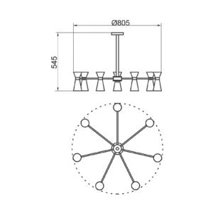 Pendente Usina Campa Luz Direta e Indireta 7L MR16 + 7L MR11 Ø805X545mm 16752/14
