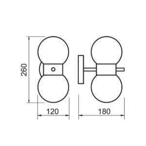 Arandela Usina Orfeu Globo Ø120mm 2L G9 120X260X180mm 16616/2