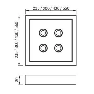 Plafon Usina Premium Pro 4L MR16 + Led 52,8 watts 550x550x80mm 19256/55LED3
